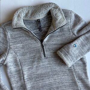 Kuhl Alska 1/4 Zip Fleece Lined Pullover Gray Cream‎ Outdoors Women’s Size Small